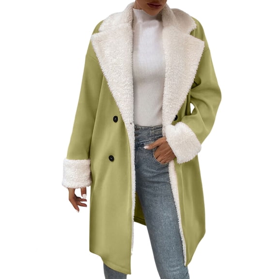 VNKIDY Women Parkas Winter Thicken Solid Color Plush Jacket Thermal Insulated Long Sleeve Lapel Coat For Casual Daily Wear Soft Outerwear