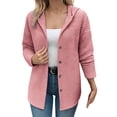 thumbnail image 1 of VNKIDY Women Plaid Hooded Cardigan Sweatshirt Long Sleeve Open Front Casual Loose Fit Outwear Fall Winter Fashion Solid Color Pullover Birthday Streetwear, 1 of 5