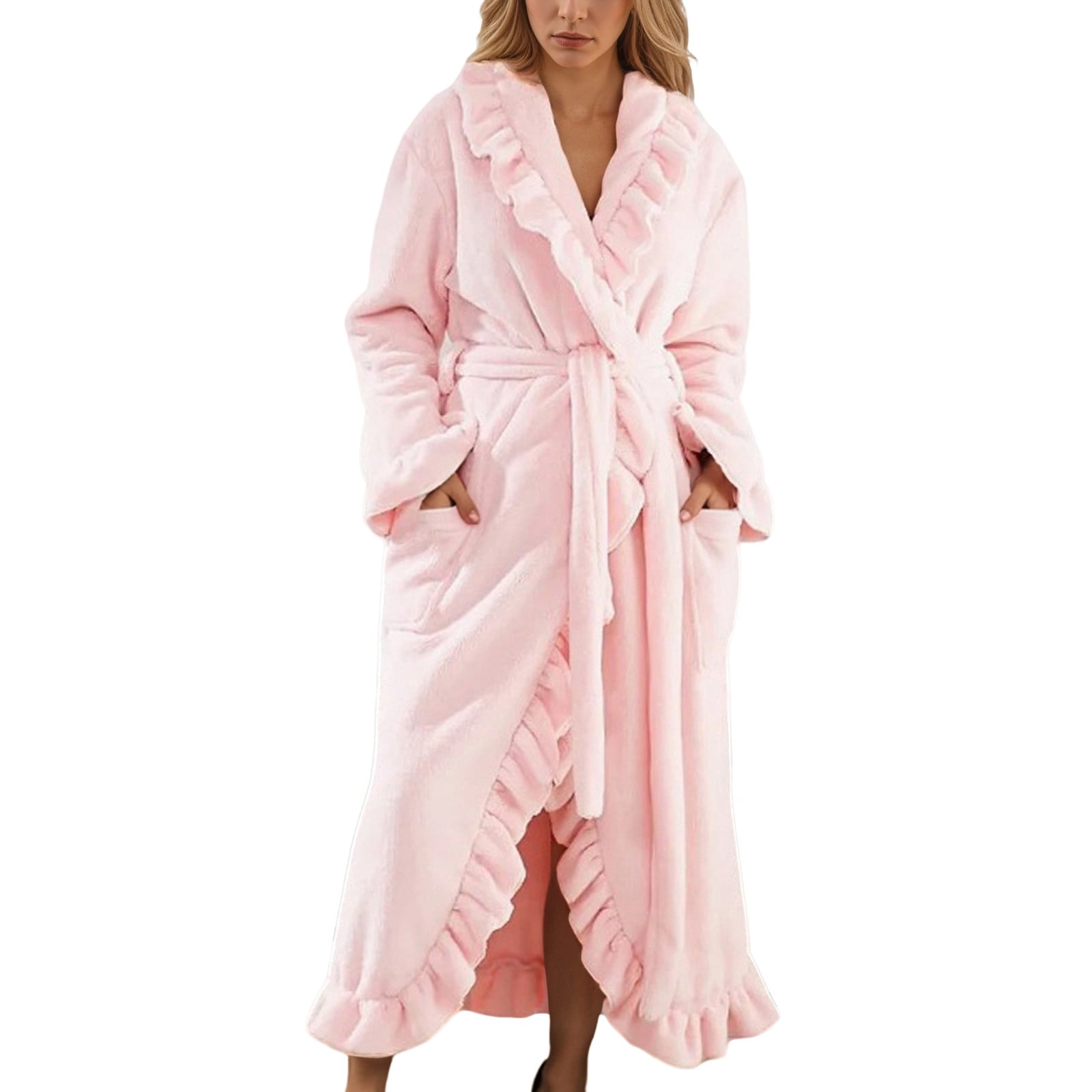 Words Softest Robe VNKIDY Women Robes Solid Color Casual Plush Robe Long Sleeve Thermal ...