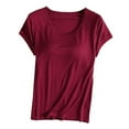 thumbnail image 1 of VNKIDY Women Sleepwear Classic Solid Color Crewneck Pajama Tops Short Sleeve Soft Relaxed Fit Sleepwear Versatile Basic Top For Home Wear Fashionable Pjs, 1 of 3