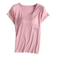 thumbnail image 1 of VNKIDY Women Sleepwear Cozy Solid Color Pajama Tops Short Sleeve Crewneck Loose Fit Sleepwear For Home Wear Classic Pjs, 1 of 3