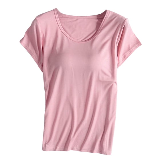 VNKIDY Women Sleepwear Cozy Solid Color Pajama Tops Short Sleeve Crewneck Loose Fit Sleepwear For Home Wear Classic Pjs