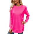 thumbnail image 1 of VNKIDY Women Solid Color Crewneck Long Sleeve Pullover Sweatshirt Soft Casual Loose Fit Comfortable Fall Winter Fashion For Ladies Versatile Dailywear, 1 of 6
