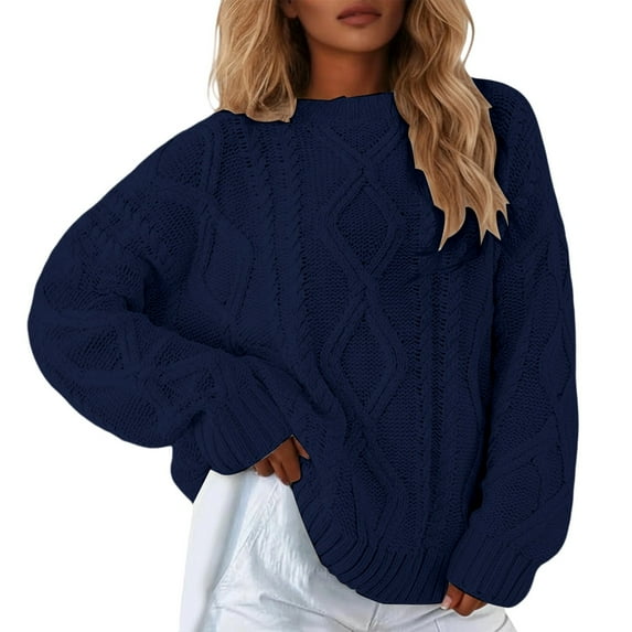 VNKIDY Women Sweater Winter Oversized Knit Sweater Soft Long Sleeve Loose Pullover Comfortable Crewnneck Casual Warm Outwear Cozy Knitwear