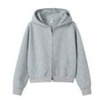 thumbnail image 1 of VNKIDY Women Sweatshirts Autumn Winter Solid Color Hooded Zipper Cardigan Jacket Long Sleeve Casual Windproof Sweatshirt Lovely Tops, 1 of 2