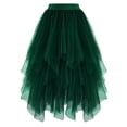 thumbnail image 1 of VNKIDY Women's Carnival Solid Color Tulle Skirt Multi Layer Asymmetrical Hem Fluffy High Waist Mid Length Skirt For Party Casual Festival Wear Classic Bottoms, 1 of 2