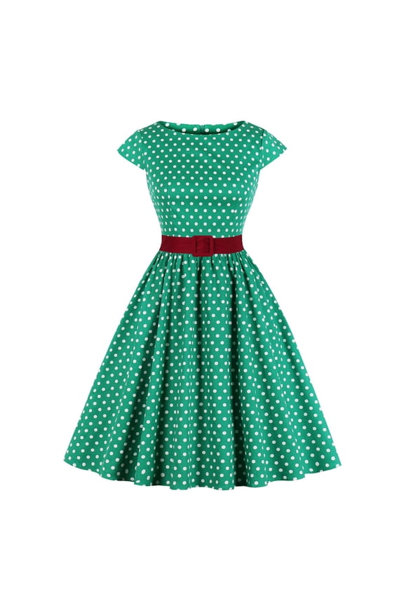 Women's Carnival Vintage Short Sleeve Plaid Pattern Flare Dress Crewneck Belted Waist Flowy Dress For Party Casual Daily Occasion Classic Dress