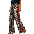 thumbnail image 1 of VNKIDY Women's Casual Pants Leopard Print Wide Leg Pants Contrast Stripe Design Loose Fit Trousers For Casual Daily Street Fashion Activities Fashionable Trousers, 1 of 6