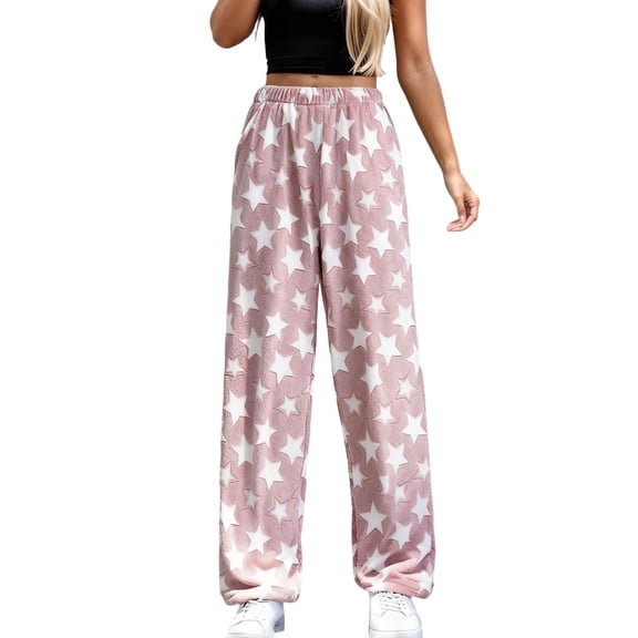 VNKIDY Women's Casual Pants Multiple Pattern Option Pattern Wide Leg Pants Elastic Waist Soft Fabric Relaxed Fit Stylish Design Trousers For Casual Daily Outdoor Leisure Activities Soft Trousers