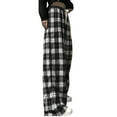 thumbnail image 1 of VNKIDY Women's Casual Pants Plaid Pattern Wide Leg Pants Drawstring Waist Comfortable Fabric Trousers For Casual Daily Outdoor Leisure Activities Stylish Trousers, 1 of 9
