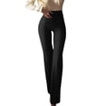 thumbnail image 1 of VNKIDY Women's Casual Pants Solid Color High Waist Flared Pants Stretchy Fabric Slim Fit Comfortable Trousers For Casual Daily Indoor Outdoor Leisure Activities Relaxed Fit Trousers, 1 of 6
