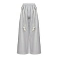 thumbnail image 1 of VNKIDY Women's Casual Pants Solid Color Wide Leg Sweatpants High Waisted Casual Trousers With Thick Rope Drawstrings For Comfortable Streetwear Style Trendy Pants, 1 of 4
