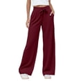 thumbnail image 1 of VNKIDY Women's Casual Pants Summer Lightweight Solid Color Sweatpants With Pockets Loose Fit Elastic Waisted Drawstring Trousers For Outdoor Activities Trendy Pants, 1 of 7