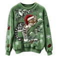 thumbnail image 1 of VNKIDY Women's Christmas Pullover Sweater Xmas Fashion Fuzzy Sweater With Santa Hat Cat Pine Tree Pattern Crewneck Long Sleeve Loose Fit Jumper For Holiday Events Casual Wear Relaxed Fit Knitwear, 1 of 3