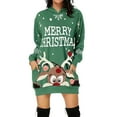 thumbnail image 1 of VNKIDY Women's Christmas Sweatshirt Santa Theme Letter Graphic Hoodie Dress Long Sleeve Loose Fit Festival Pullover With Pockets For Holiday Season Wear Trendy Tops, 1 of 5