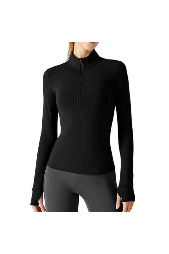 Women's Coat Autumn Winter Solid Color Half Zip Fitted Long Sleeve Top Sleek Practical Style Coat For Casual Daily Streetwear Activities Relaxed Fit Outerwear