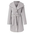 thumbnail image 1 of VNKIDY Women's Coat Autumn Winter Solid Color Plush Coat With Belted Waist Long Sleeve Button Front Collared Sleek Elegant Style Coat For Casual Daily Streetwear Activities Fashionable Outerwear, 1 of 5
