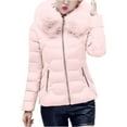 thumbnail image 1 of VNKIDY Women's Coat Autumn Winter Solid Color Puffer Jacket With Oversized Fuzzy Hood Long Sleeve Zipper Thermal Coat For Casual Daily Streetwear Activities Soft Outerwear, 1 of 9