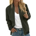 thumbnail image 1 of VNKIDY Women's Coat Autumn Winter Solid Color Satin Bomber Jacket Long Sleeve Zipper Relaxed Fit Sleek Casual Style Coat For Casual Daily Streetwear Versatile Outerwear, 1 of 7