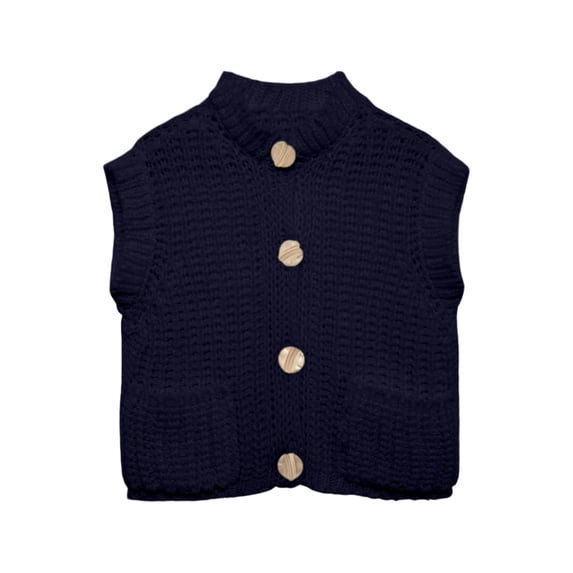 VNKIDY Women's Knit Sweater Vest Sleeveless Crewneck Solid Color Coat Relaxed Fit Warm Cardigan For Cold Weather Daily Wear Stylish Knitwear