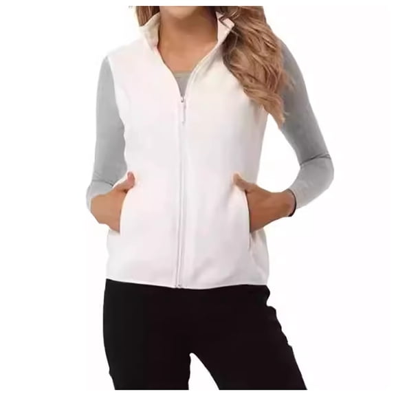 VNKIDY Women's Outerwear Vests Winter Soft Warm Solid Color Vest Sleeveless Full Zipper Stand Up Collar Slim Fit Waistcoat For Daily Wear Casual Outerwear