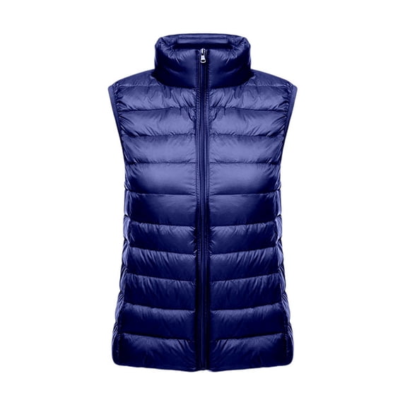 VNKIDY Women's Puffer Vest Lightweight Solid Color Warm Slim Fit Down Vest Sleeveless Zipper Stand Collar Gilet For Fall Winter Fashionable Top