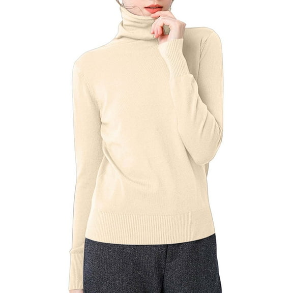 VNKIDY Women's Pullover Sweater Fall Winter Elegant Chic Styles Solid Color Ribbed Knit Turtleneck Sweater Slim Fit Long Sleeve Jumper For Daily Casual Outings Versatile Knitwear