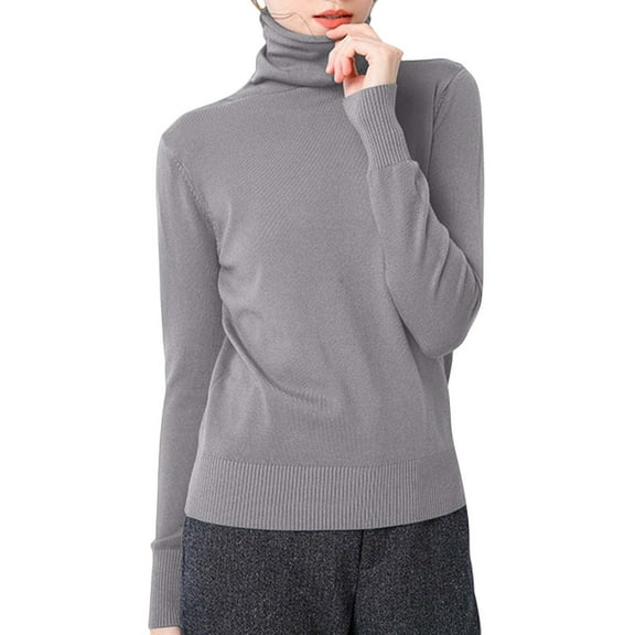 VNKIDY Women's Pullover Sweater Fall Winter Elegant Chic Styles Solid Color Ribbed Knit Turtleneck Sweater Slim Fit Long Sleeve Jumper For Daily Casual Outings Warm Knitwear
