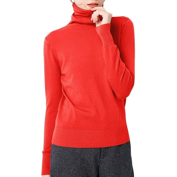 VNKIDY Women's Pullover Sweater Fall Winter Elegant Chic Styles Solid Color Ribbed Knit Turtleneck Sweater Slim Fit Long Sleeve Jumper For Daily Casual Outings Holiday Knitwear
