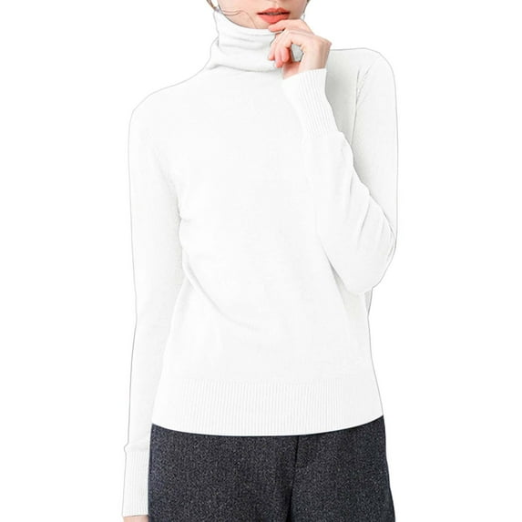 VNKIDY Women's Pullover Sweater Fall Winter Elegant Chic Styles Solid Color Ribbed Knit Turtleneck Sweater Slim Fit Long Sleeve Jumper For Daily Casual Outings Soft Knitwear