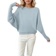 thumbnail image 1 of VNKIDY Women's Pullover Sweater Fall Winter Solid Color Thermal Ribbed Knit Batwing Long Sleeve Sweater Crewneck Loose Fit Jumper For Casual Daily Wear Cozy Knitwear, 1 of 4
