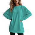 thumbnail image 1 of VNKIDY Women's Solid Color Long Sleeve T Shirt Oversized Crewneck Loose Fit Blouse For Casual Daily Outdoor Wear Classic Tops, 1 of 4