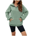 thumbnail image 1 of VNKIDY Women's Sweatshirt Casual Solid Color Loose Fit Half Zip Lapel Pullover Long Sleeve Athletic Sweatshirts For Outdoor Wear Classic Tops, 1 of 7