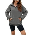 thumbnail image 1 of VNKIDY Women's Sweatshirt Casual Solid Color Loose Fit Half Zip Lapel Pullover Long Sleeve Athletic Sweatshirts For Outdoor Wear Fashionable Tops, 1 of 8