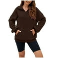 thumbnail image 1 of VNKIDY Women's Sweatshirt Casual Solid Color Loose Fit Half Zip Lapel Pullover Long Sleeve Athletic Sweatshirts For Outdoor Wear Trendy Tops, 1 of 7