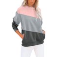 thumbnail image 1 of VNKIDY Women's Sweatshirt Fall Winter Loose Fit Color Block Pullover Long Sleeve Loose Fit Crewneck Sweatshirts For Cold Weather Comfortable Tops, 1 of 5