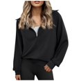 thumbnail image 1 of VNKIDY Women's Sweatshirt Solid Color Half Zip Sweatshirt Long Sleeve Loose Fit Pullover With Collared Design For Casual Daily Wear Trendy Tops, 1 of 4