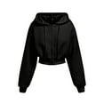 thumbnail image 1 of VNKIDY Women's Sweatshirt Solid Color Quilted Cropped Zip Up Drawstrings Hoodie Long Sleeve Loose Fit Pullover With Textured Design For Casual Outings Cozy Tops, 1 of 3