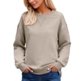 thumbnail image 1 of VNKIDY Women's Sweatshirt Street Style Solid Color Oversized Crewneck Sweatshirt Long Sleeve Loose Fit Pullover With Stitch Detail For Daily Wear Casual Tops, 1 of 6