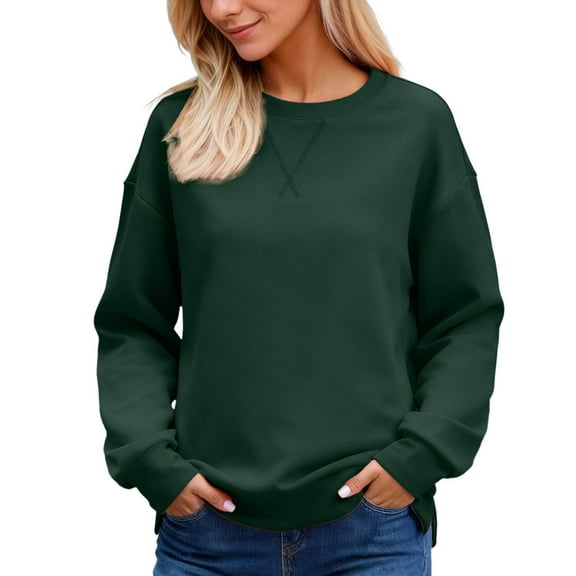 VNKIDY Women's Sweatshirt Street Style Solid Color Oversized Crewneck Sweatshirt Long Sleeve Loose Fit Pullover With Stitch Detail For Daily Wear Leisure Tops