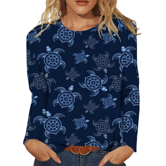 VNKIDY Women's T-Shirt Cartoon Strawberry Print Long Sleeve Tees Crewneck Relaxed Fit Casual Top For Holiday Daily Outdoor Wear Versatile Top