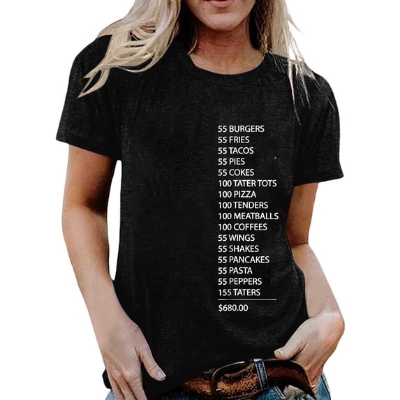 VNKIDY Women's T-Shirt Letter Graphic Short Sleeve Tees Crewneck Casual Soft Lightweight Top For Daily Outdoor Wear Classic Top