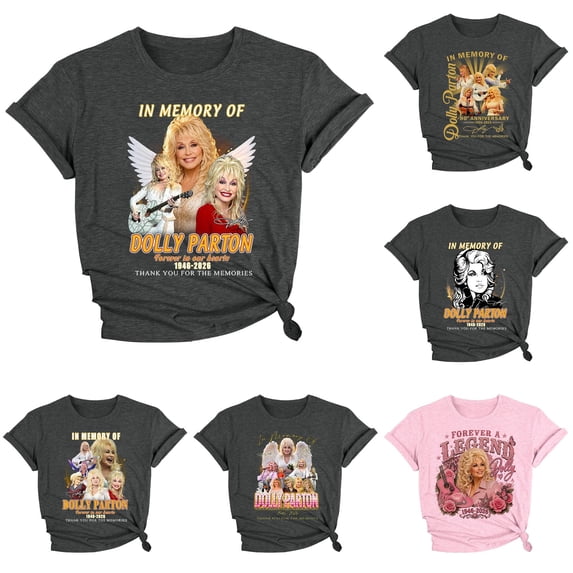VNKIDY Womens Dolly Shirt Short Sleeve Crew Neck Parton Memorial T Shirts Stylish Country Music Legend Graphic Tees Country Concert Breathable Womens Fall Tops,Size XXL