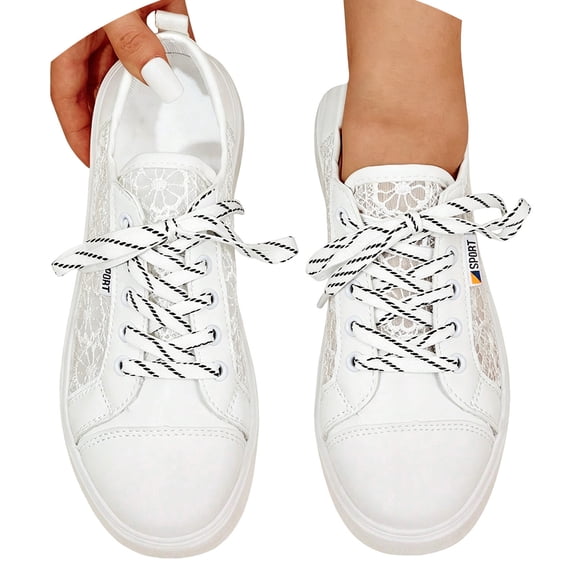 VNKIDY Womens Floral Lace Mesh Lace Up Walking Shoes Breathable Low Top Casual Shoes For Summer Daily Wear Outdoor Activities Stylish Shoes