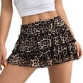 thumbnail image 1 of VNKIDY Womens Leopard Print High Waist Ruched Tiered Ruffle Mini Skirt For Summer Daily Wear Party Everyday Outings Lightweight Skirts, 1 of 4