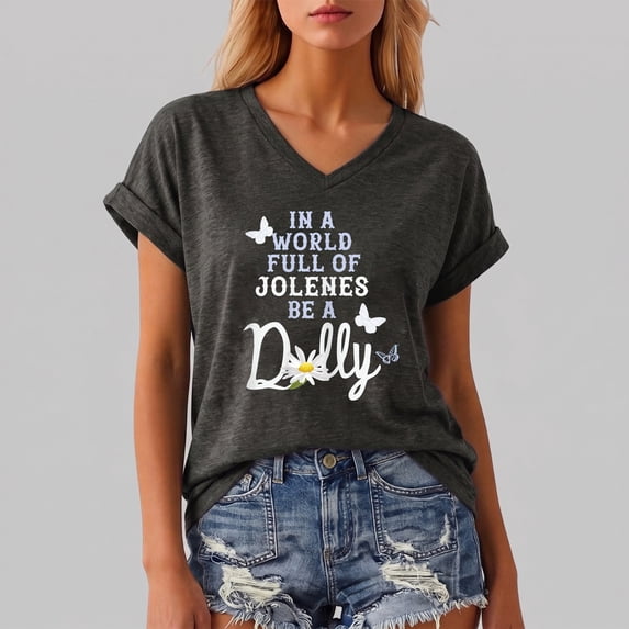 VNKIDY Womens Retro Dolly Shirt Short Sleeve Parton Memorial T-Shirts Country Legend Graphic Tees Vintage Country Music Festival Loose Fit Womens Tops,Size M