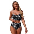 thumbnail image 1 of VNKIDY Womens Scoop Neck Sleeveless Floral Print Crop Tankini Top High Waisted Full Coverage Bottom Two Piece Swimwear Set With Adjustable Straps For Beach Days Summer Vacations C欧洲游Swimwear, 1 of 9