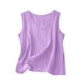 thumbnail image 1 of VNKIDY Womens Sleeveless V Neck Linen Tank Top Solid Color Casual Loose Fit Cami For Summer Beach Vacation Office Daily Wear Purple, 1 of 4