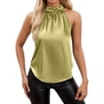 thumbnail image 1 of VNKIDY Womens Solid Color High Neck Halter Sleeveless Tank Top Loose Fit Casual Summer Top For Daily Party Wear Yellow M, 1 of 4