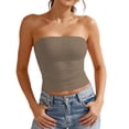 thumbnail image 1 of VNKIDY Womens Solid Color Strapless Tube Crop Top Seamless Fitted Sleeveless Casual Bandeau Cami Top For Daily Wear Versatile Top, 1 of 5